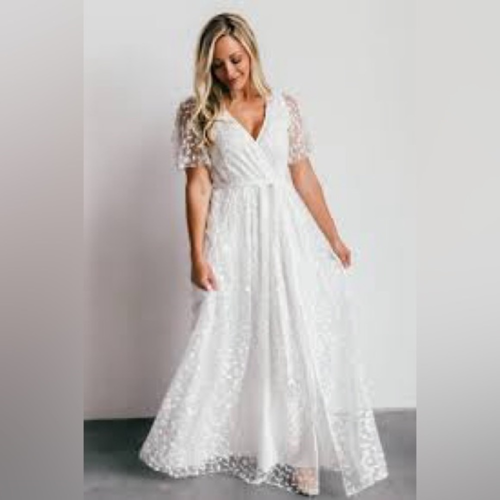 NWT Baltic Born Marseille Embossed White Floral Maxi Dress Wedding Gown